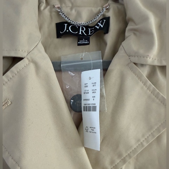 NWT J. Crew Icon Trench in Beige New with Tags Size 6 - Picture 9 of 10